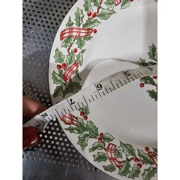 Majesticware Holiday Ribbon Christmas Set Of 4 Salad Plates Vintage 7.5"